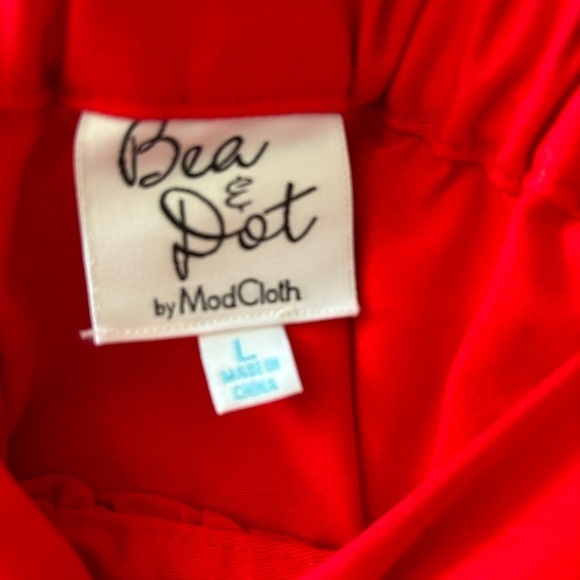 Bea & Dot By ModCloth Red Blue Striped Embroidered Cotton Bird Skirt Size L - Picture 8 of 8